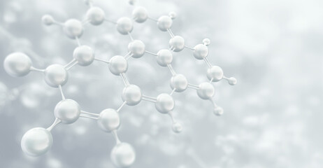 Cosmetic essence molecular structure. Collagen serum gel molecules, atoms. Facial care cream, hyaluronic acid, skin beauty, hydration, moisturizer, anti-aging. Skincare, hair, nails health, 3D design