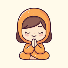 Cute Hijab Girl Praying vector illustration 