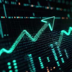 Digital Financial Growth Graph with Rising Trend Arrow Illustration