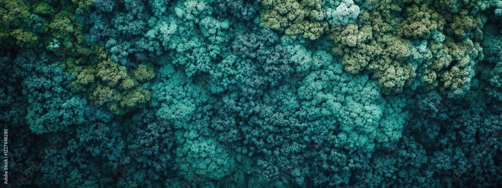Aufkleber dried frozen moss background in blue green and teal gradient for biophilic design with aerial view a