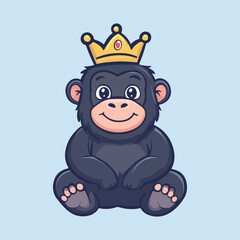 Cute Gorilla Or King Kong Animal vector illustration 