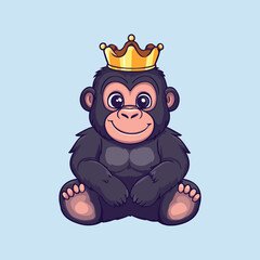 Cute Gorilla Or King Kong Animal vector illustration 
