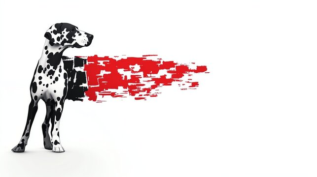 a Dalmatian dog standing proudly, bold graphic design, strong contrast, isolated on white background