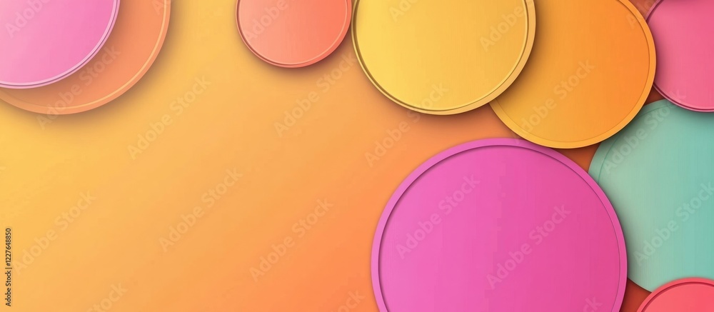 Poster colorful geometric mosaic circles background with empty space for text and design elements