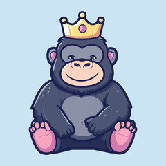 Cute Gorilla Or King Kong Animal vector illustration 