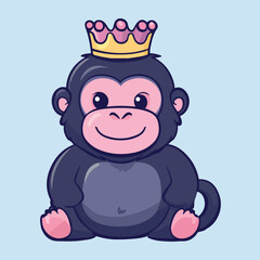 Cute Gorilla Or King Kong Animal vector illustration 