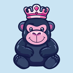 Cute Gorilla Or King Kong Animal vector illustration 