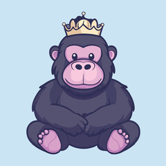 Cute Gorilla Or King Kong Animal vector illustration 