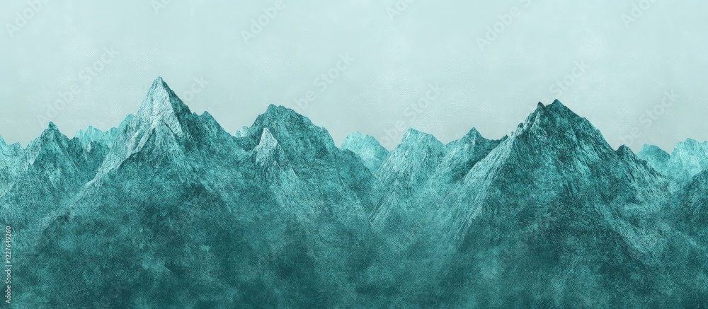 Poster teal mountainous landscape texture for print design with blank space for text and background use