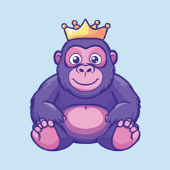 Cute Gorilla Or King Kong Animal vector illustration 
