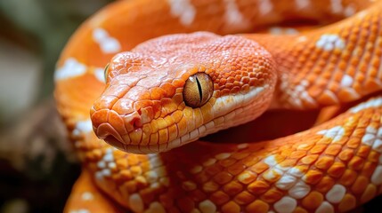 Fototapeta premium Close-up Macro Photography of Vibrantly Colored Snake in Natural Habitat