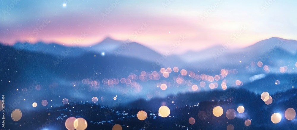 Poster mountain bokeh background for architectural presentations featuring soft hues and space for customiz