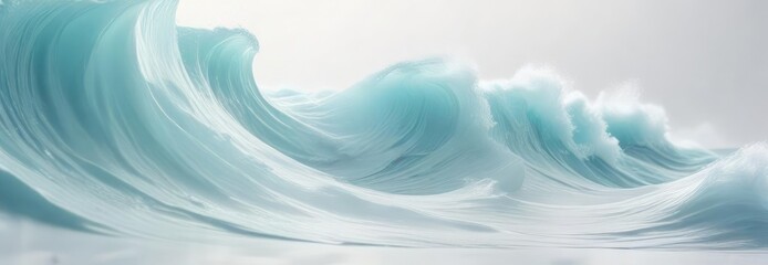 Soft focus abstract waves in pale blues and whites on a soft white backdrop, gentle, light