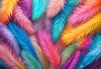 Obraz premium Vibrant Colorful Feathers Background Image Download