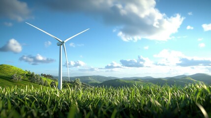 Wind Turbine in Green Field