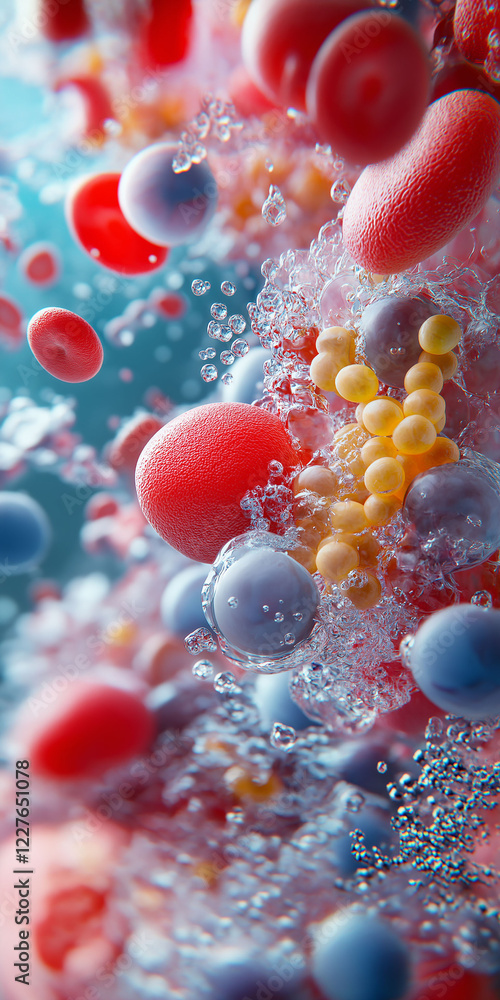 Poster hdl cholesterol metabolism blood. hyperrealistic digital artwork depicting hdl cholesterol concept.