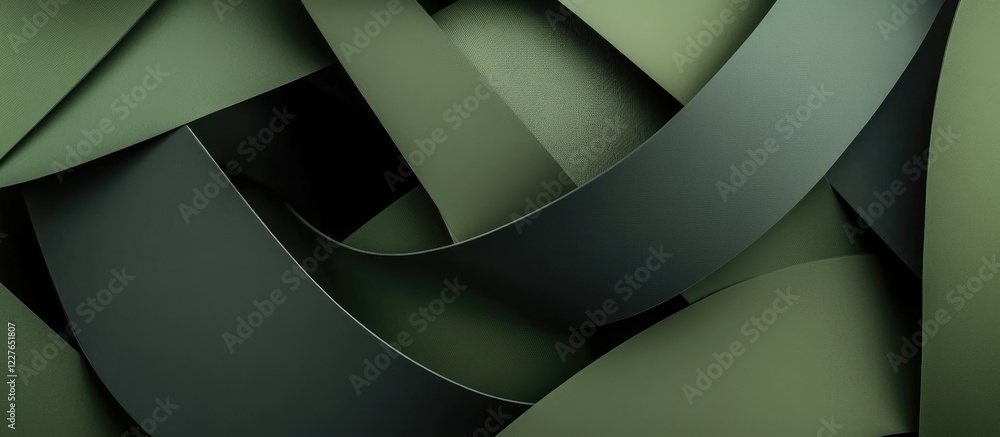 Poster abstract dynamic composition of overlapping planes in cool muted greens and blacks ideal for conveyi
