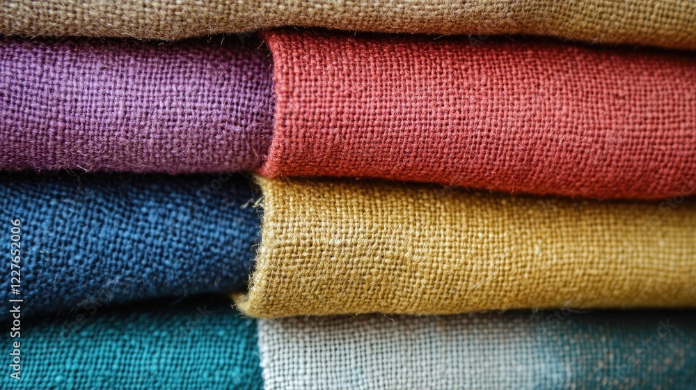 Poster colorful hemp linen fabric texture stack for background and design projects