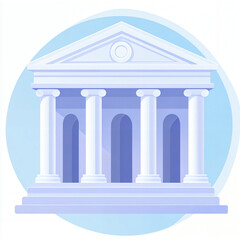 Fototapeta premium Elegant Bank Building Icon in Blue Tones