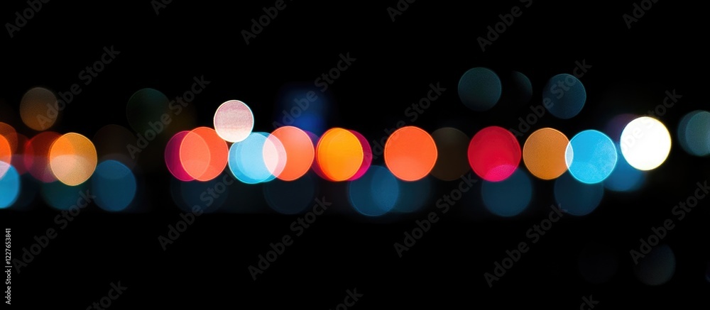 Aufkleber vibrant bokeh lights creating a colorful abstract background in various shades of orange blue and wh