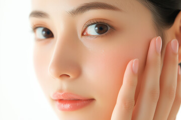 Asian woman with a white background