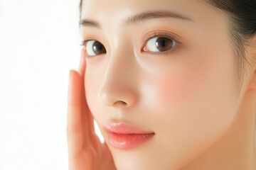 Asian woman with a white background