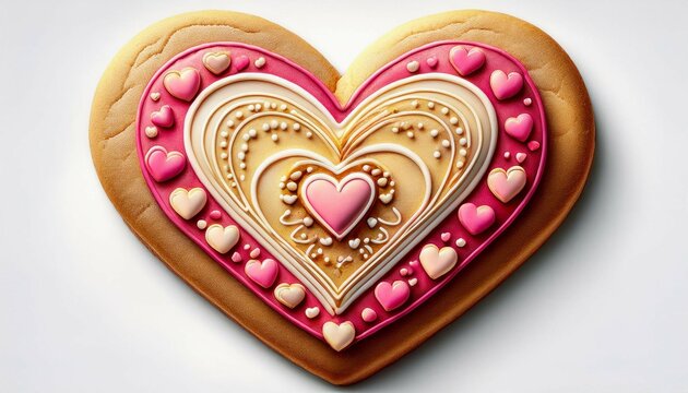 heart shaped cookies isolated on white background generative ai