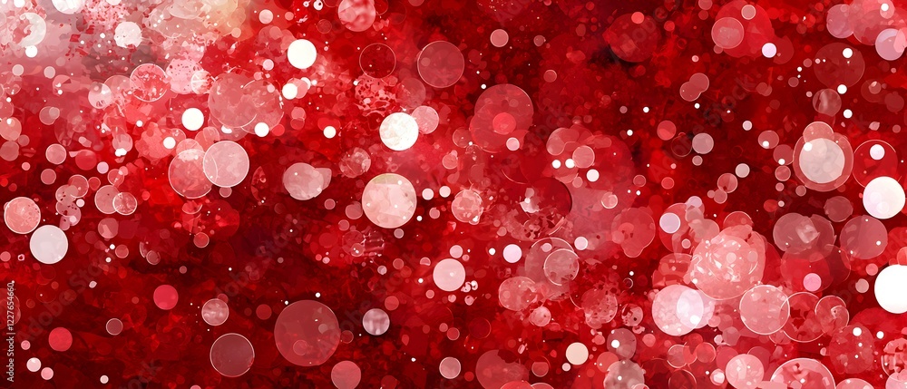 Poster a red background with many small red circles