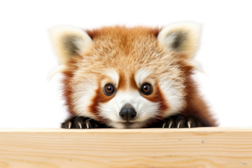 Curious Red Panda Peeking Out Isolated Cut-Out
