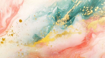 Obraz premium Elegant Fluid Marble Art with Soft Colors and Gold Accents for Contemporary Abstract Design and Stylish Home Decor Background