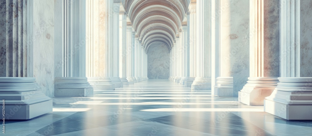 Poster majestic monumental architecture showcasing empty space suitable for text placement in a serene and 