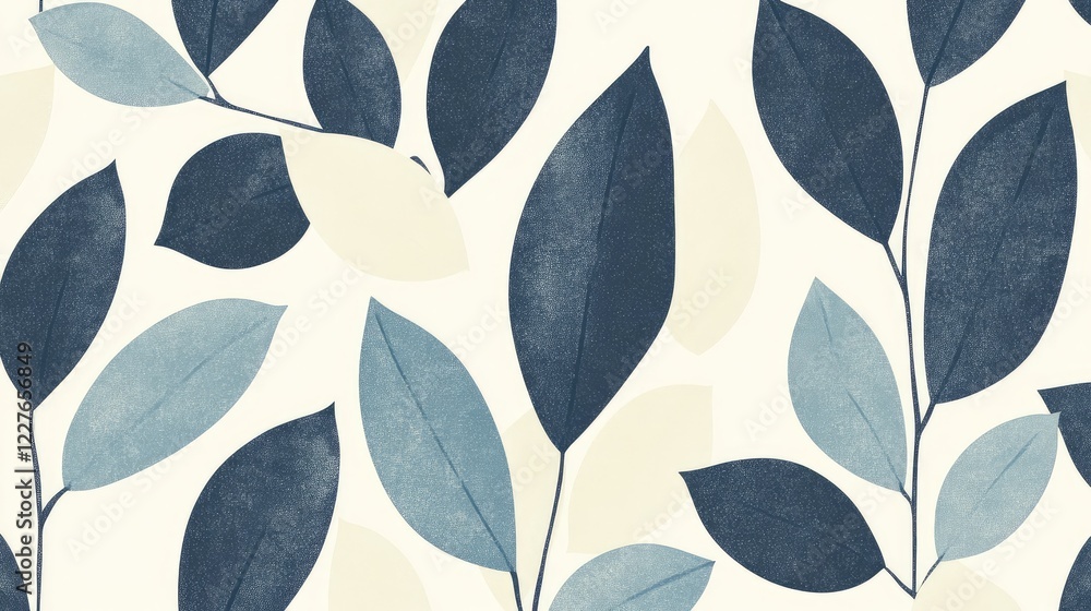 Aufkleber stylish leaf pattern design with modern scandinavian aesthetic in soft color palette