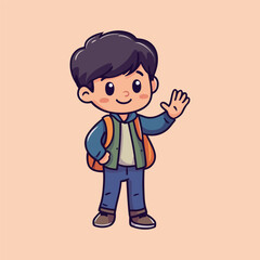 A cartoon of a man with his arm vector illustration 