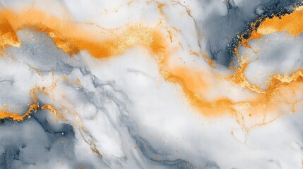 Elegant Streaked Marble Background in Orange Gold Gray and White for Abstract Designs