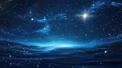 Fototapeta premium Majestic Abstract Milky Way with Twinkling Stars and Deep Blue Ocean Waves Under a Starry Night Sky