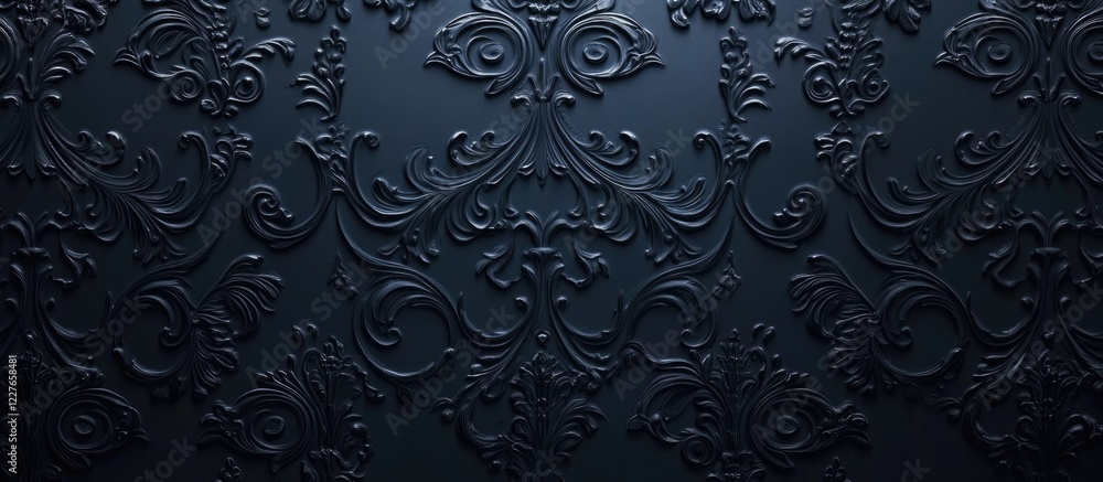 Poster elegant dark damask background with intricate patterns and empty space for text or design elements