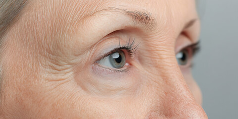 Obraz premium Close-up of Wrinkled Female Face and Eyes