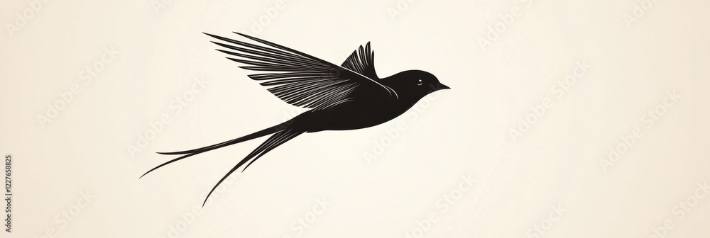 Aufkleber Swift bird soaring gracefully through the sky with elongated tail feathers. Generative AI