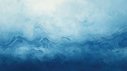 Minimalist depiction of Jupiter's atmosphere featuring soft blue hues and flowing textures in an abstract landscape design.