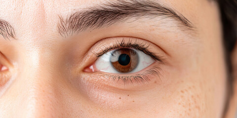 Obraz premium Close-up Image of a Human Eye and Surrounding Facial Features