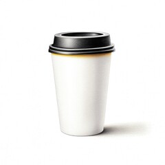 Blank White Coffee Cup with Black Lid Ready for Custom Design or Branding in Minimalist Style