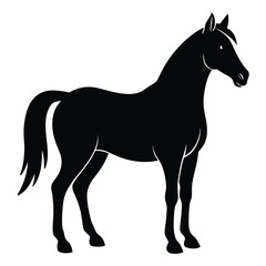 A simple standing horse silhouette with minimal details, vector art