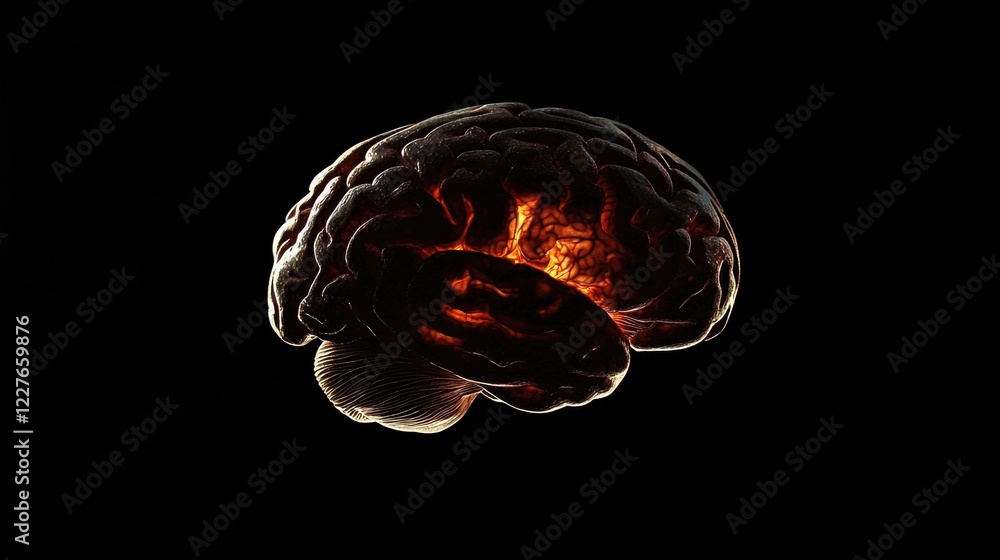 Poster illuminated human brain showcasing vision connections and cognitive enhancements for improved memory