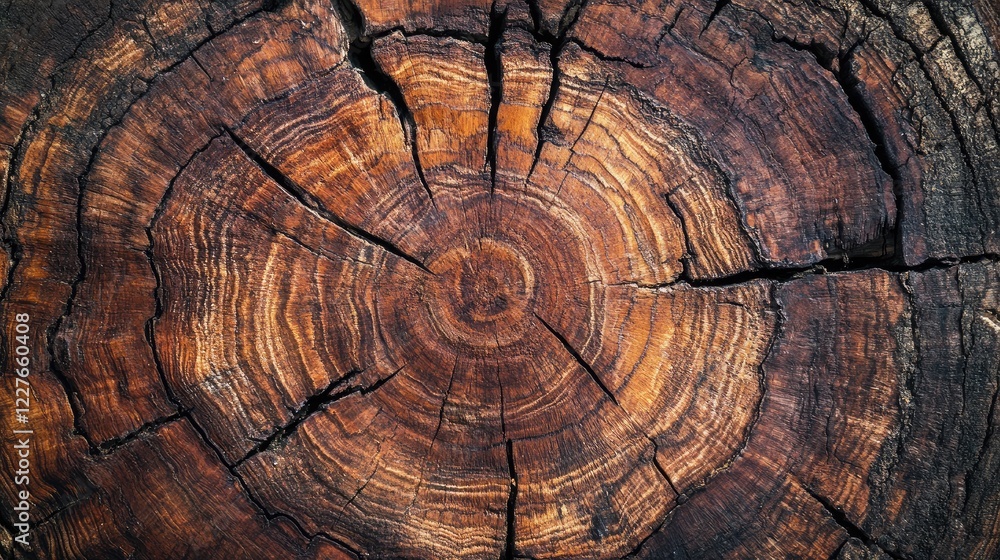 Poster wooden table surface with natural textures and cracks displaying organic patterns and rich brown ton