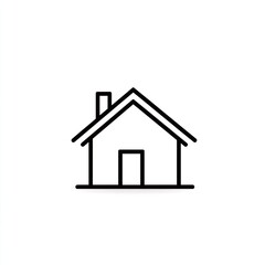 Simple Minimalist Line Drawing of a House with Roof and Door for Modern Design Projects