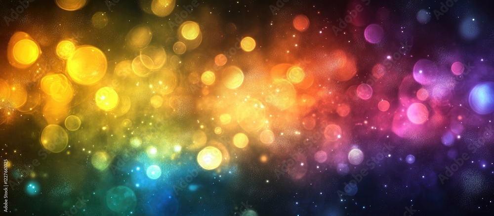 Poster vibrant multicolor bokeh background for greeting cards with empty space for custom text