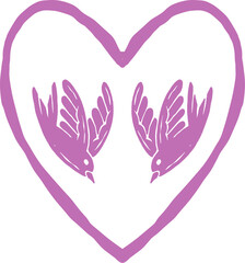 illustration of heart-shape frame with birds