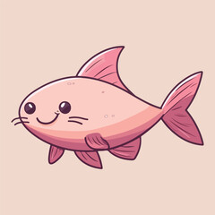 cutre cat fish vector illustration 