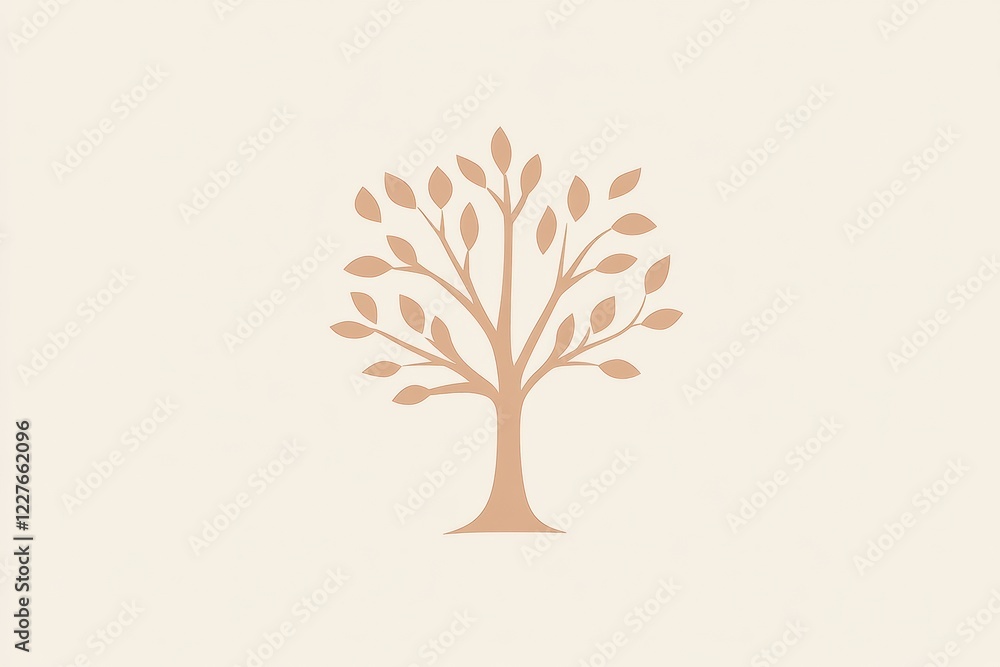 Poster tree icon featuring branches and leaves in a simple and elegant design against a neutral background.
