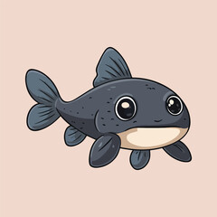 cutre cat fish vector illustration 
